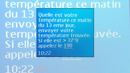 Le SMS envoyé le 27 mars 2020 par le ministère tunisien de la Santé au réalisateur Mehdi Barsaoui à son 13e jour d'auto-confinement à Tunis, la capitale du pays.&nbsp; ((MEHDI BARSAOUI))