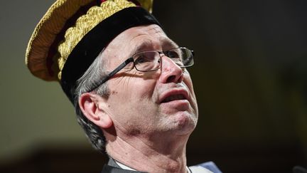 Thomas Ebbesen&nbsp;lors d'une cérémonie à l'université de Louvain-la-Neuve (Belgique), le 2 février 2018. (LAURIE DIEFFEMBACQ / BELGA MAG / AFP)