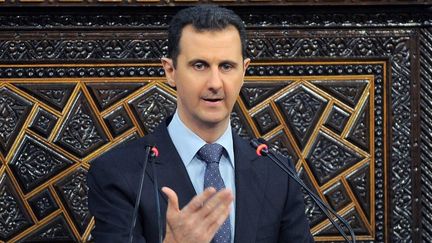 Le pr&eacute;sident syrien, Bachar Al-Assad, devant le Parlement &agrave; Damas (Syrie), le 3 juin 2012. (SANA / AFP)