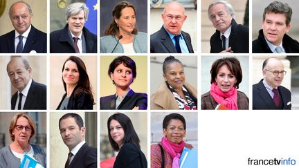 Les ministres du gouvernement Valls, nomm&eacute; le 2 avril 2014. (AFP / FRANCETV INFO)