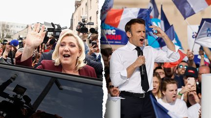 Depuis le premier tour, Marine Le Pen et Emmanuel Macron ont battu le pavé à la rencontre des électeurs, enchaîné les meetings et écumé les plateaux de radio et de télévision. (MAXPPP / AFP)