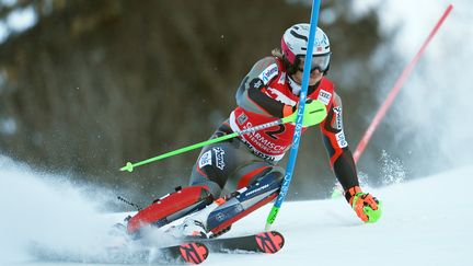 Henrik Kristoffersen lors du deuxième slalom de&nbsp;Garmisch-Partenkirchen, le 27 février 2022. (ANGELIKA WARMUTH / DPA)