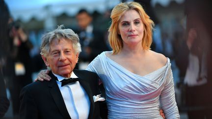 Emmanuelle Seigner et Roman Polanski, le 27 mai 2017 après la projection de "D'après une histoire vraie" au Festival de Cannes. (LOIC VENANCE / AFP)