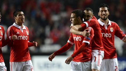 La joie des joeuurs de Benfica (PATRICIA DE MELO MOREIRA / AFP)