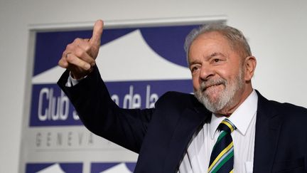 L'ancien président brésilien Lula, le 6 mars 2020, à Genève (Suisse). (FABRICE COFFRINI / AFP)