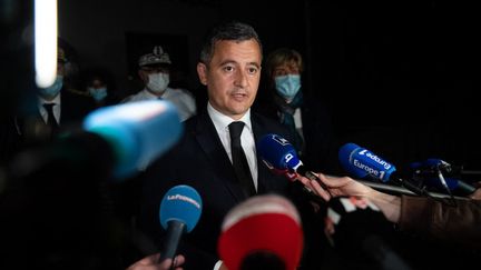 Le ministre de l'Intérieur, Gérald Darmanin, à Avignon (Vaucluse), le 5 mai 2021.&nbsp; (CLEMENT MAHOUDEAU / AFP)