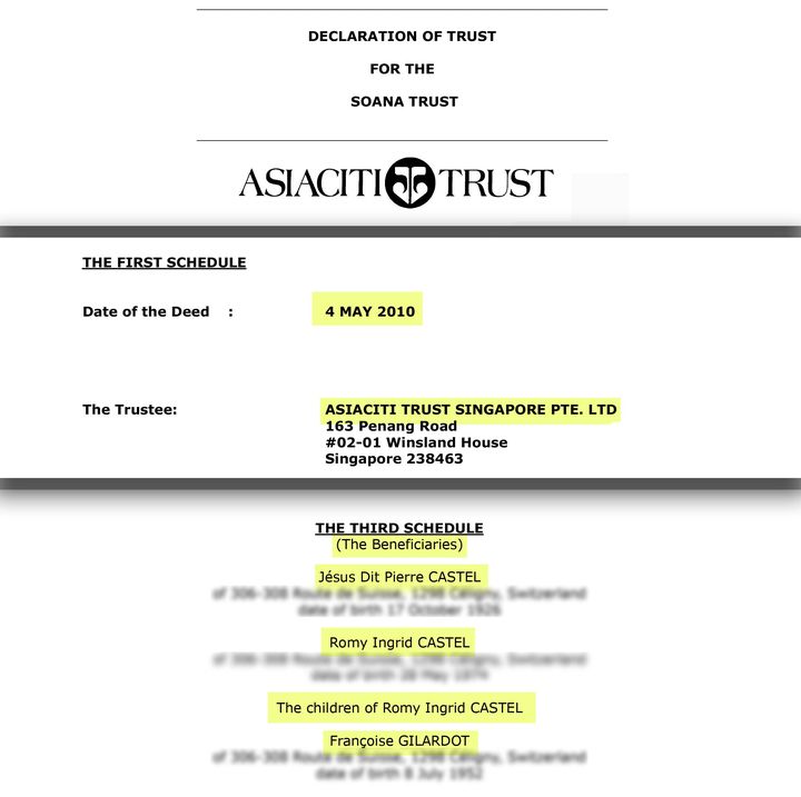 Déclaration du trust Soana avec sa liste de bénéficiaires, le 4 mai 2010. (DOCUMENT ICIJ)