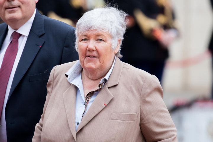 Jacqueline Gourault accède à l'Elysée pour assister à la cérémonie de passation de pouvoir entre François Hollande et le président élu Emmanuel Macron, le 14 mai 2017 à Paris. (CHRISTOPHE MORIN / MAXPPP)