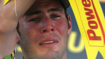 Mark Cavendish en larmes sur le podium du Tour