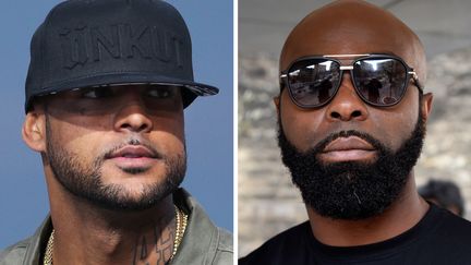 Le rappeur Booba (à droite) et son némésis Kaaris. (DOMINIQUE FAGET / AFP)