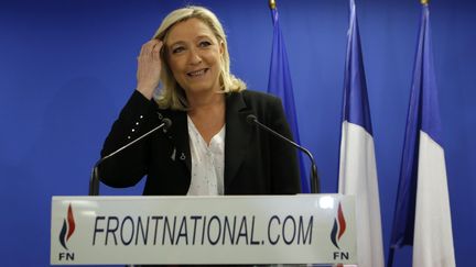 La pr&eacute;sidente du Front national, Marine Le Pen, au si&egrave;ge du parti, &agrave; Nanterre (Hauts-de-Seine), le 22 mars 2015. (GONZALO FUENTES / REUTERS)