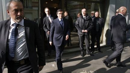 François Fillon au QG de Nicolas Sarkozy ce matin (LIONEL BONAVENTURE / AFP)