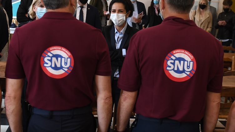 The Secretary of State for Youth, Sarah El Haïry, met young people and supervisors of the universal national service, on June 21, 2021, in Lille (Nord).  (BAZIZ CHIBANE / MAXPPP)