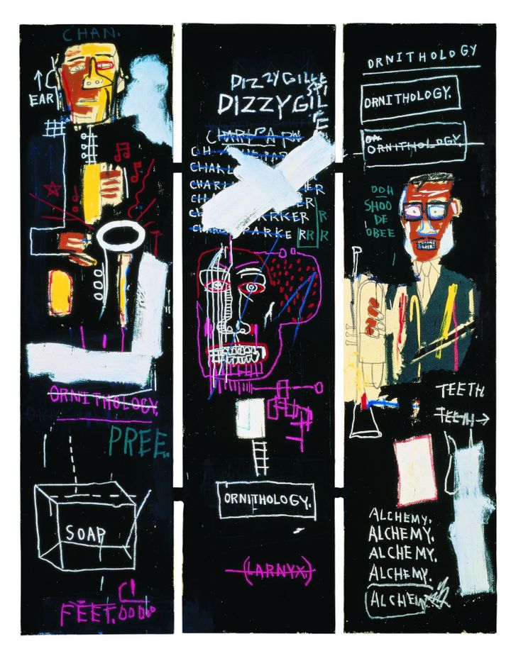 Horn Players par Jean-Michel Basquiat (1983)
 (Estate of Jean-Michel Basquiat, licensed by Artestar, New York Photo: Courtesy of Douglas M. Parker Studio Los Angeles)