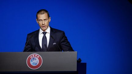 Le président de l'UEFA,&nbsp;Aleksander Ceferin, le 3 mars 2020 à Amsterdam (Pays-Bas). (ROBIN VAN LONKHUIJSEN / ANP)