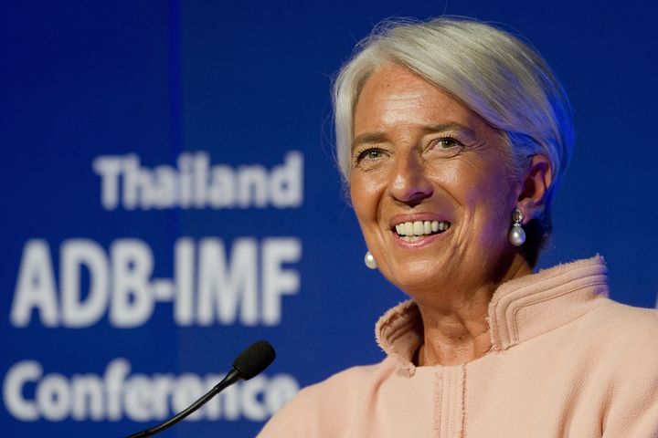 La directrice du Fond mon&eacute;taire international (FMI) Christine Lagarde lors d'une conf&eacute;rence &agrave; Bangkok (Tha&iuml;lande), le 12 juillet 2012. (NICOLAS ASFOURI / AFP)