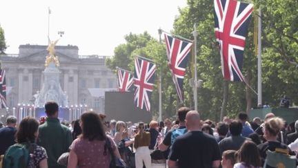 Le jubilé de la reine Elizabeth II a attiré de nombreux touristes français, samedi 4 juin. Ils sont venus profiter de la ferveur dans la rue et passent un moment mémorable. (FRANCE 2)