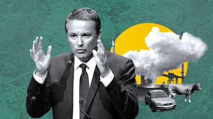 En collaboration avec Les Shifters, franceinfo.fr publie une analyse du programme de&nbsp;Nicolas Dupont-Aignan en fonction des objectifs climatiques de la France. (JESSICA KOMGUEN / FRANCEINFO)