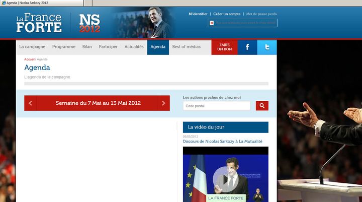 Vue d'une page du site internet du président-candidat. (DR)