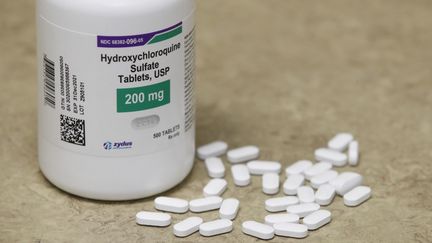 Un flacon d'hydroxychloroquine (Utah, Etats-Unis), le 20 mai 2020.&nbsp; (GEORGE FREY / AFP)