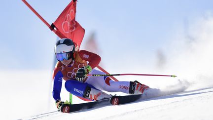 La Française Tessa Worley lors de l'épreuve du slalom géant des Jeux olympiques de Pyeongchang, le 15 février 2018. (JAVIER SORIANO / AFP)