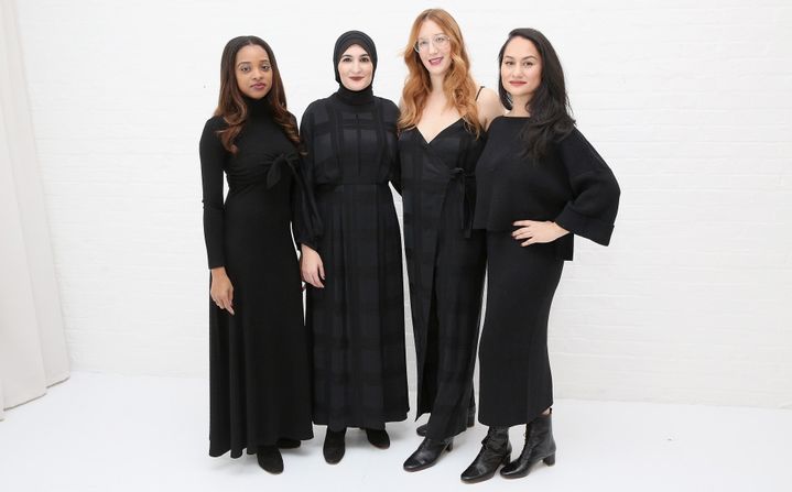 Tamika Mallory, Linda Sarsour, Bob Bland et Carmen Perez au show de la créatrice new-yorkaise Mara Hoffman, Fashion week de New York, février 2017
 (Robin Marchant / GETTY IMAGES NORTH AMERICA / AFP)