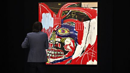 Le tableau "In This Case" de Jean-Michel Basquiat en vente chez Christie's à New York (7 mai 2021) (CINDY ORD / GETTY IMAGES NORTH AMERICA)