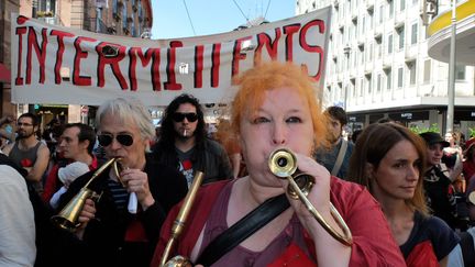 Environ 200 intermittents du spectacle manifestents le 21 juin 2014 &agrave; Strasbourg, lors de la F&ecirc;te de la Musique.&nbsp; (  MAXPPP)