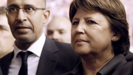 Le premier secrétaire du PS par intérim, Harlem Désir, aux côtés de Martine Aubry, le 25 septembre 2011. (Thomas Samson/AFP)