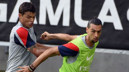 Thiago Silva et Javier Pastore, les deux joueurs du PSG