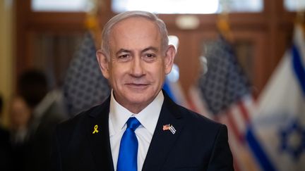 Le Premier ministre israélien Benjamin Netanyahu à Washington (États-Unis), le 24 juillet 2024. (ALLISON BAILEY / IMAGES MOYEN-ORIENT / AFP)