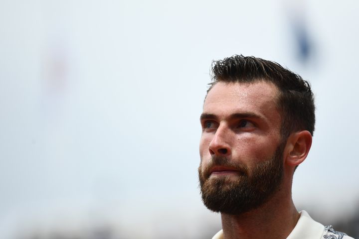 Quentin Halys au premier tour de Roland-Garros face à Kei Nishikori, en 2019. (MARTIN BUREAU / AFP)