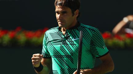 La joie mesurée de Roger Federer lors du tournoi d'Indian Wells. (CLIVE BRUNSKILL / GETTY IMAGES NORTH AMERICA)