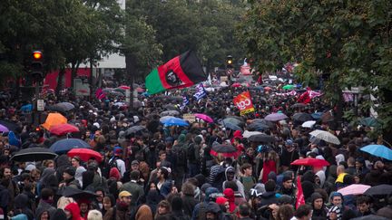 Manifestation contre la réforme du code du Travail, le 12 septembre 2017 à Paris.&nbsp; (DAVID CORDOVA / NURPHOTO / AFP)