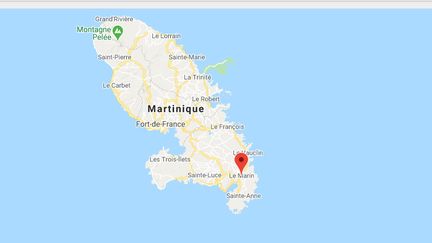 Stéphane Brogniart, parti des Canaries le 14 février, a terminé sa traversée de l'Atlantique à la rame&nbsp;en Martinique, dimanche 27 avril. Il a accosté sur l'îlet Cabrit. (CAPTURE D'ECRAN GOOGLE MAPS)