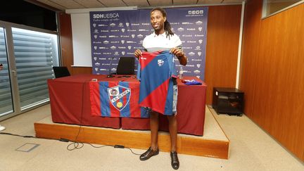 Ruben Semedo, joueur de football au club de la Sociedad Deportiva de Huesca. Joueur&nbsp;qui vient de sortir de 142 jours de détention préventive pour tentative d'homicide et vol avec violence. (JAVIER BELVER / EFE)