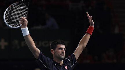 Novak Djokovic, bras levés en signe de victoire