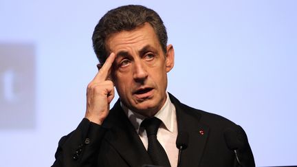 Le président des Républicains, Nicolas Sarkozy, le 10 décembre 2015 à Ajaccio (Corse-du-Sud), en meeting de campagne pour le second tour des régionales. (PASCAL POCHARD-CASABIANCA / AFP)