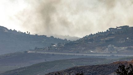 Photo prise depuis Metula, dans le nord d'Israël, le 15 octobre 2024. (JALAA MAREY / AFP)