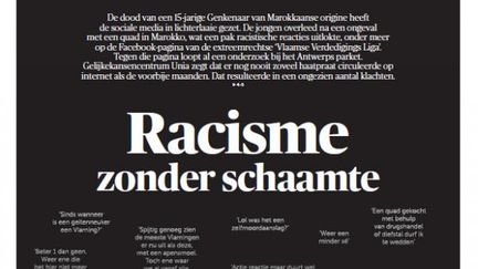 La une du "Morgen", datée du 3 août 2016, titrée "Le racisme sans honte".&nbsp; (DE MORGEN)