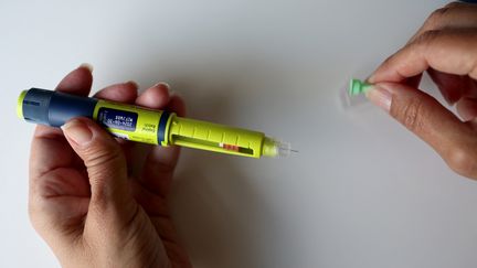 Un stylo à insuline fabriqué par la société Novo Nordisk, le 14 mars 2023 à Miami, en Floride. (photo d'illustration). (JOE RAEDLE / GETTY IMAGES NORTH AMERICA)