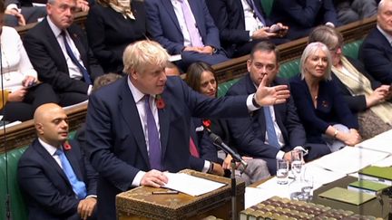 Le Premier ministre britannique Boris Johnson à la Chambre des communes, le 28 octobre 2019. (HO / PRU)