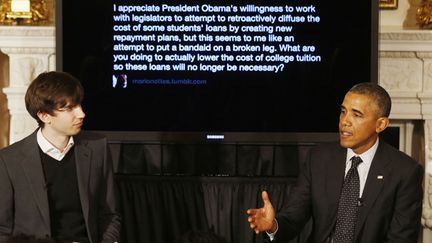 &nbsp; (Barack Obama, aux côtés du fondateur de Tumblr, David Karp © REUTERS/Larry Downing)