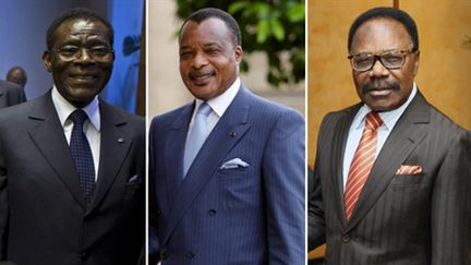 Teodoro Obiang (Guinée Equatoriale - à gauche), Denis Sassou Nguesso (Congo) et Omar Bongo (Gabon) (AFP - PATRICK KOVARICK)