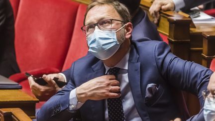 Patrick Mignola, chef de file des députés MoDem, en mars 2021 à l'Assemblée nationale.&nbsp; (VINCENT ISORE / MAXPPP)