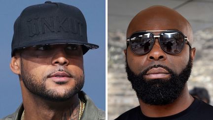 Les rappeurs Booba (à gauche) et Kaaris (à droite), les 19 mai 2014 et 25 mars 2015 (Dominique FAGET, Loïc VENANCE / AFP)