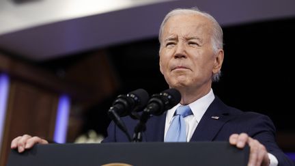 Le président américain Joe Biden lors d'une allocution à Washington, DC, aux Etats-unis, le 8 mai 2023. (ANNA MONEYMAKER / GETTY IMAGES NORTH AMERICA / AFP)