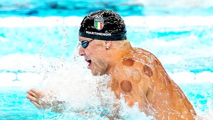 Le nageur italien Nicolo Martinenghi aux Jeux de Paris, le 27 juillet 2024. (ANDRE WEENING / ORANGE PICTURES / AFP)