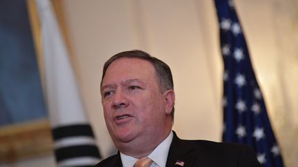 Le secrétaire d'Etat américain Mike Pompeo, lors d'une conférence de presse à Washington (Etats-Unis), le 11 mai 2018. (MANDEL NGAN / AFP)