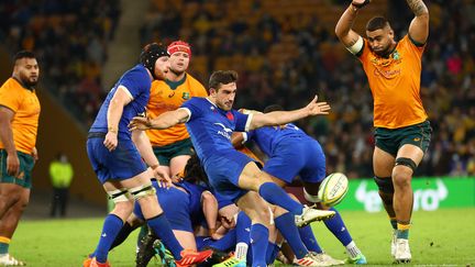 Baptiste Couilloud lors du premier des trois test-matchs du XV de France contre l'Australie, le 7 juillet 2021. (PATRICK HAMILTON / AFP)